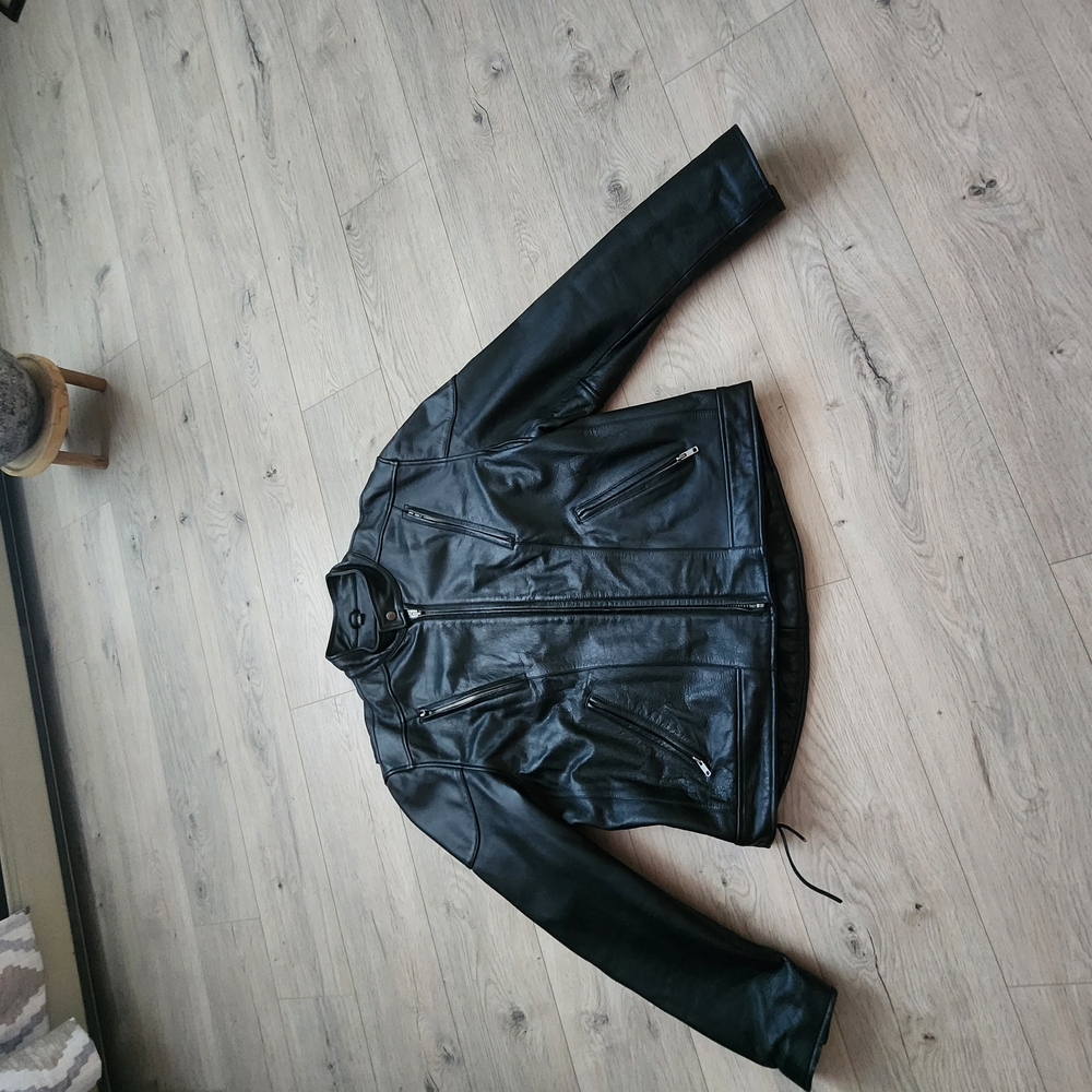 Black Performance Motorcycle Jacket with Zippered Cuffs